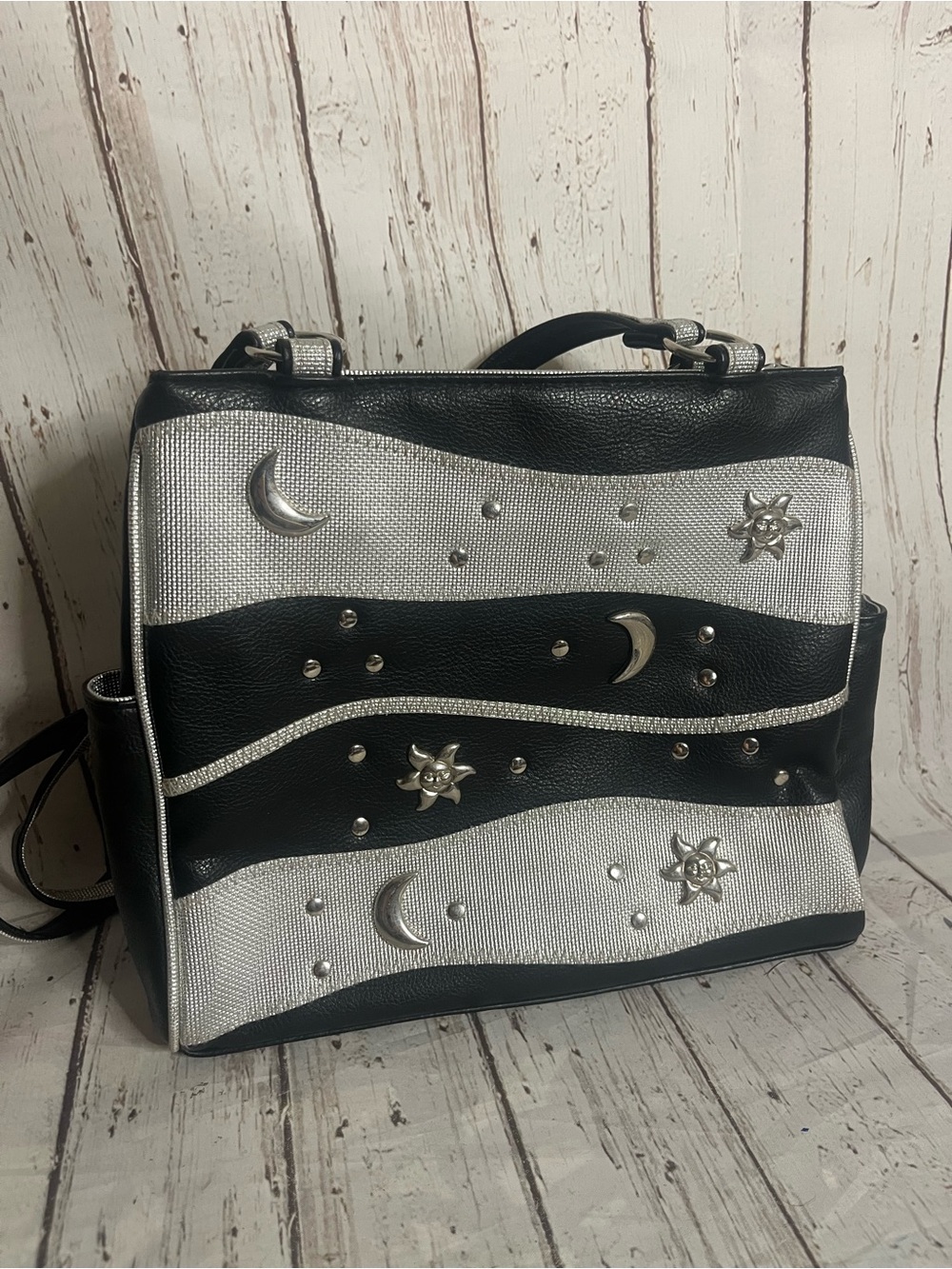 Celestial Star & Moon Vintage 80s Shoulder Bag Bag Art Deco Whimsigoth Purse